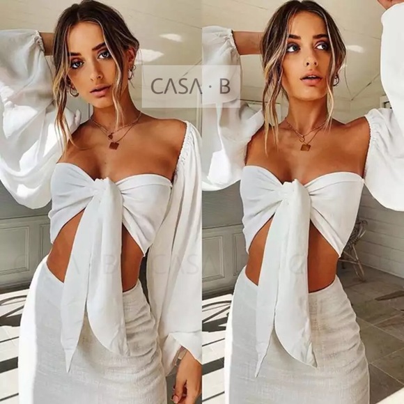 CASA B Tops - 5⭐️CASA B | Lolita front tie blouson sleeve top